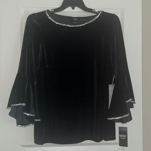 Black velvet top with bell sleeves
